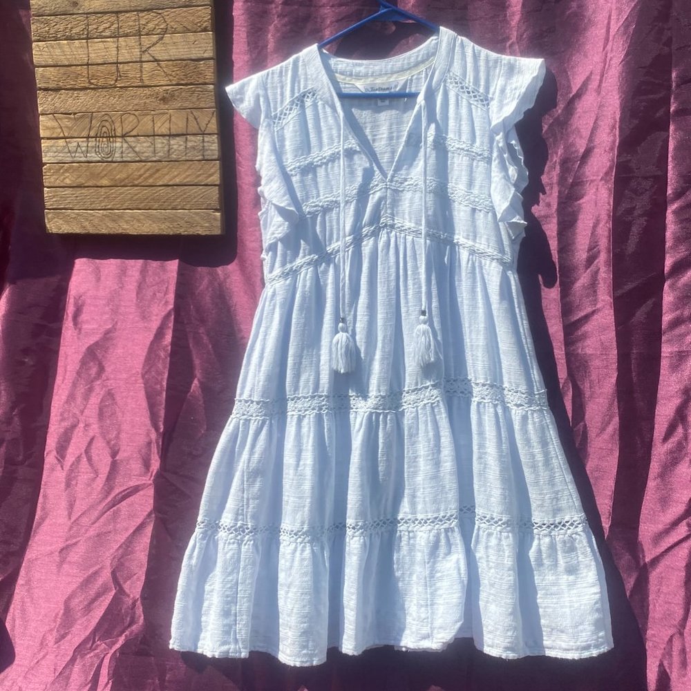 Tantrums Boho Blue Midi Dress | Crochet & Tassel Detail | Size S